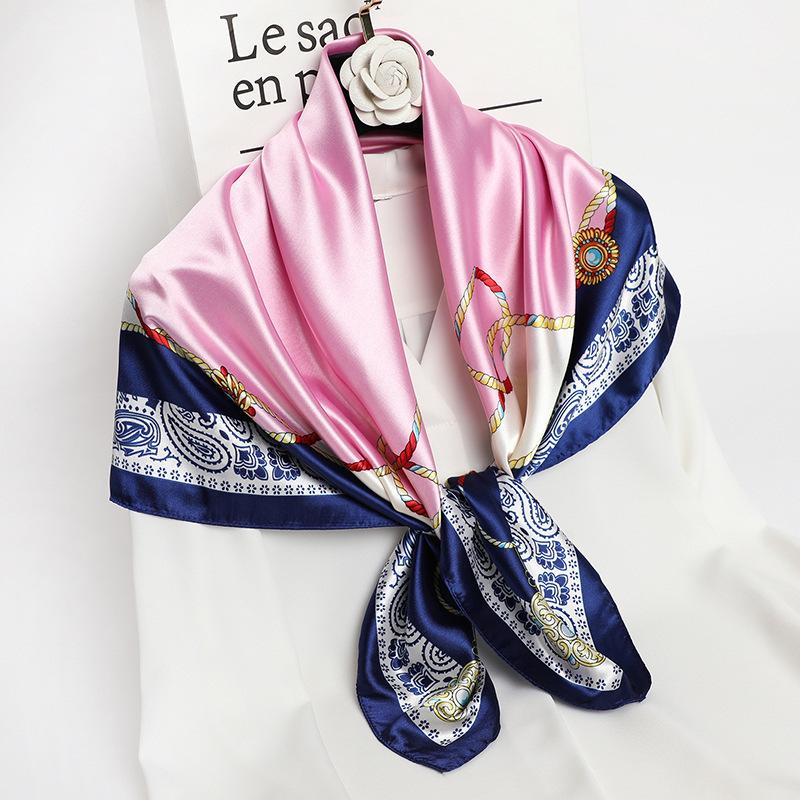 90 * 90cm New Silk Scarf Women'S Spring And Summer Decorative Scarf Sunscreen Travel Shawl Autumn And Winter Scarf Thin Edition