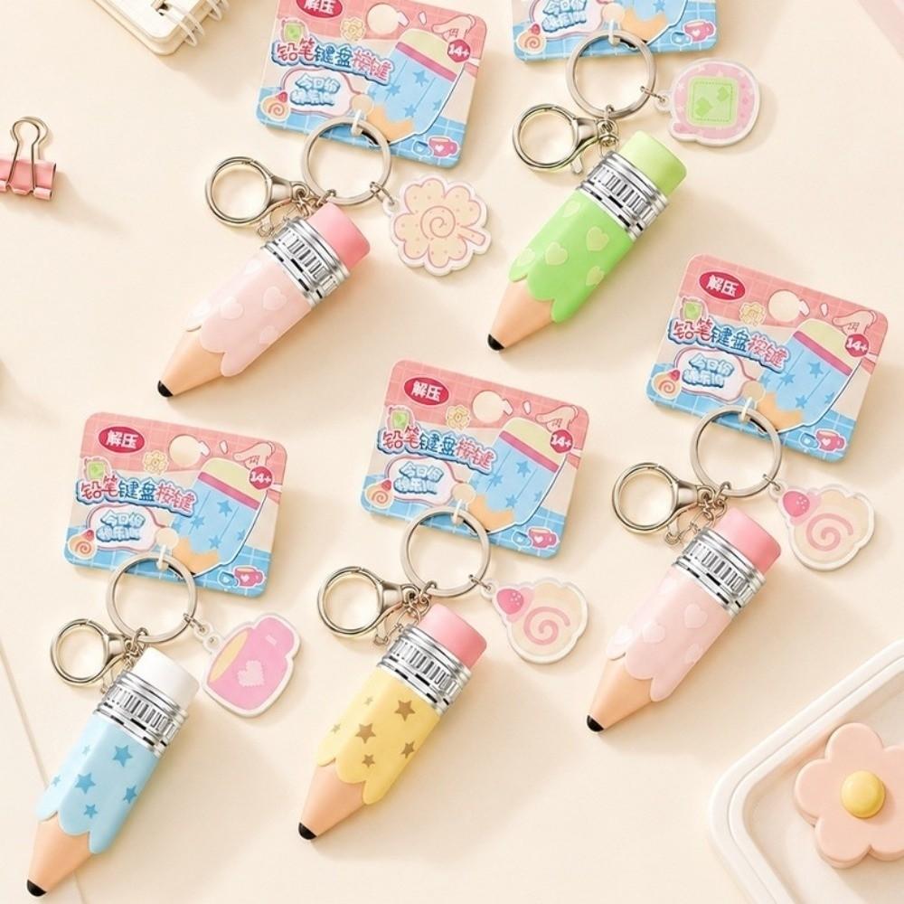 Make Sounds Pencil Shape Fidget Clicker Fingertip Toy Keyboard Keys Pendant Release Pressure