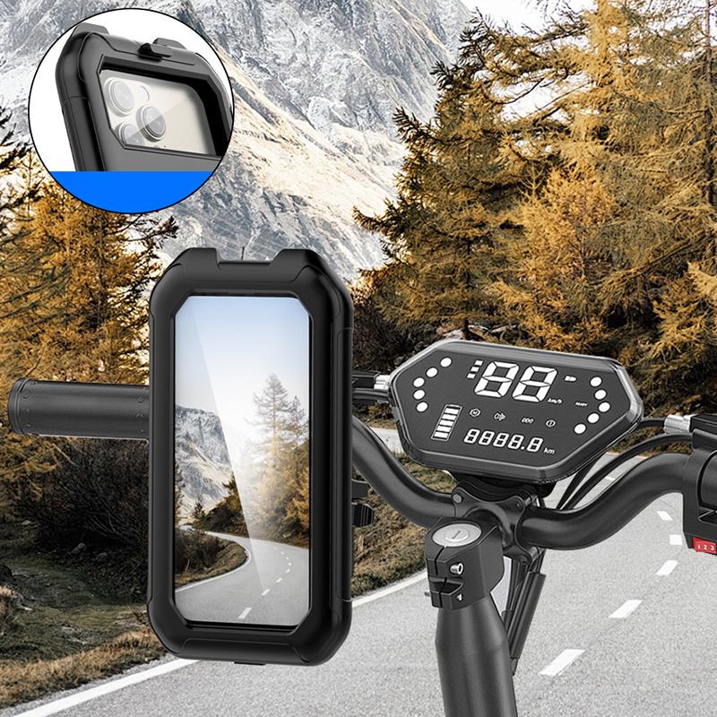 Bike Phone Mount Waterproof Motorcycle Phone Holder Handlebar Mount Touch-Screen 360° Rotation Bike Phone Holder