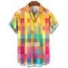 Men's Gradient Striped Short Sleeve Shirt, Loose Fit Casual Button-Down Top for Daily Commute and Vacation Wear