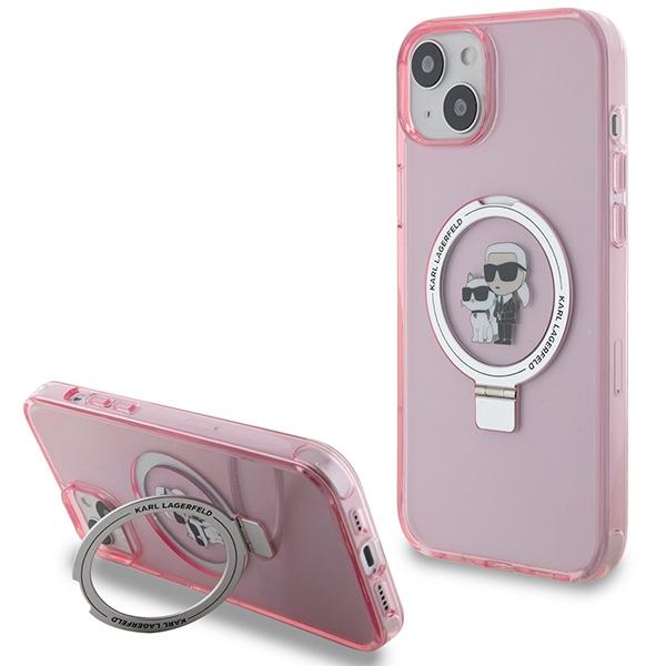 Karl Lagerfeld KLHMP15SHMRSKCP iPhone 15 / 14 / 13 6.1" pink hardcase Ring Stand Karl&Choupettte MagSafe