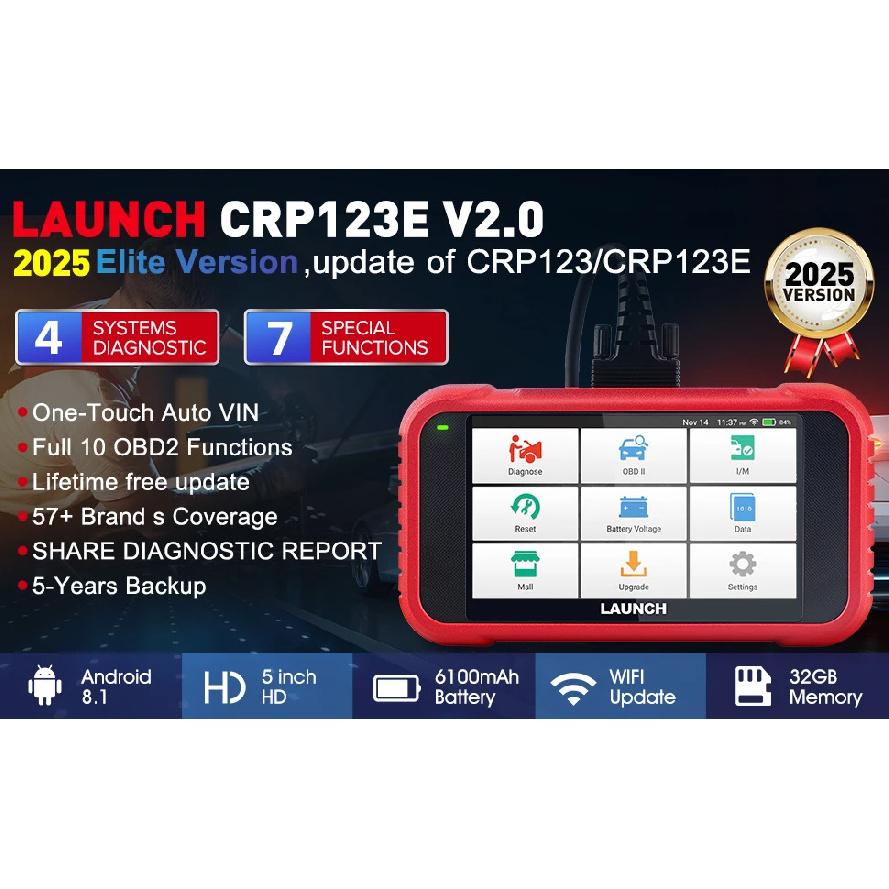 LAUNCH X431 CRP123E V2.0 OBD2 Scanner ENG ABS Airbag SRS AT Auto Diagnostic Tool 7 Reset Code Reader Automotive tools PK CRP123