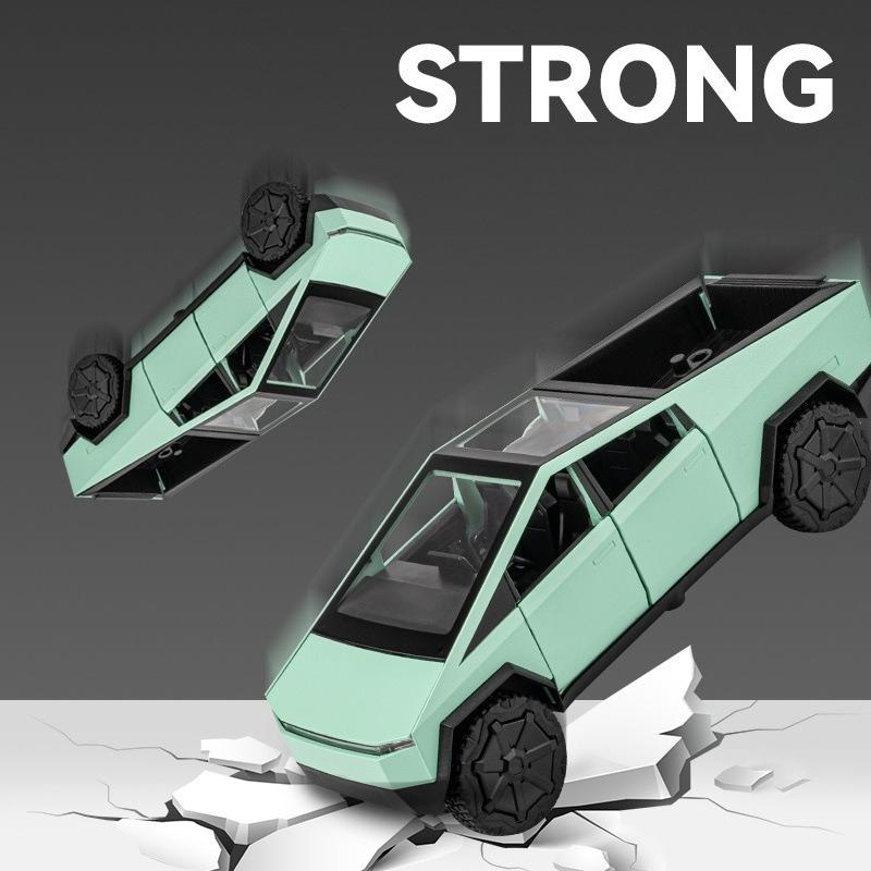 1:24 Cybertruck Pickup Trailer Alloy Car Model Diecasts Metal Toy Off-road Vehicles Truck Model Sound and Light Kids Gifts