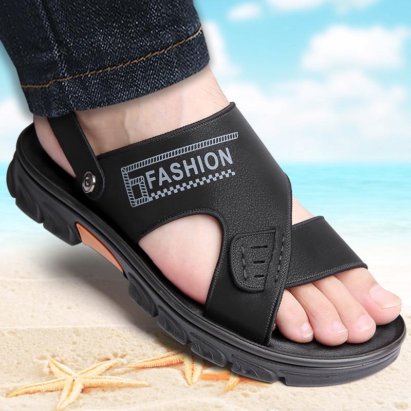 Męskie letnie sandały plażowe z miękkiej skóry, antypoślizgowe, model 2025 – codzienne kapcie do noszenia na zewnątrz