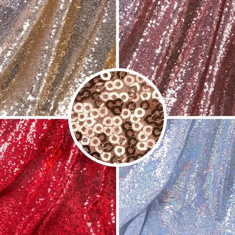 Breite 130x100cm Paillettenstoff 3MM Funkelndes Roségold Silber Glitzerstoff für Kleidung Bühne Party Hochzeit DIV Dekoration Nähen