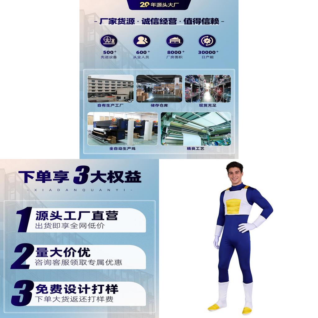 Dragon Ball Vegeta IV Cosplay Anzug aus Polyesterstoff für Anime-Spiel Rollenspiel