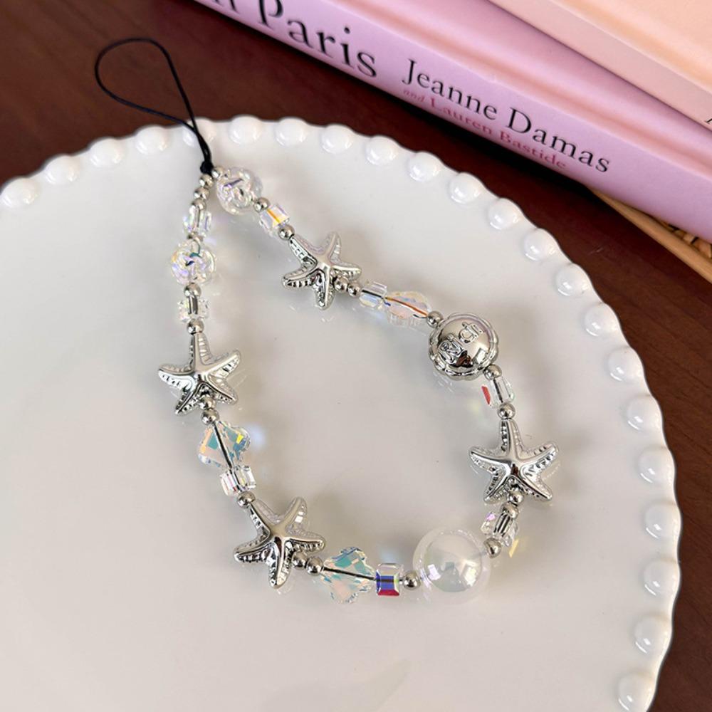 

Бисерный брелок для телефона в виде морской звезды, защита от потери, разноцветный бисер, ремешок для телефона, рождественские подарки серебряный