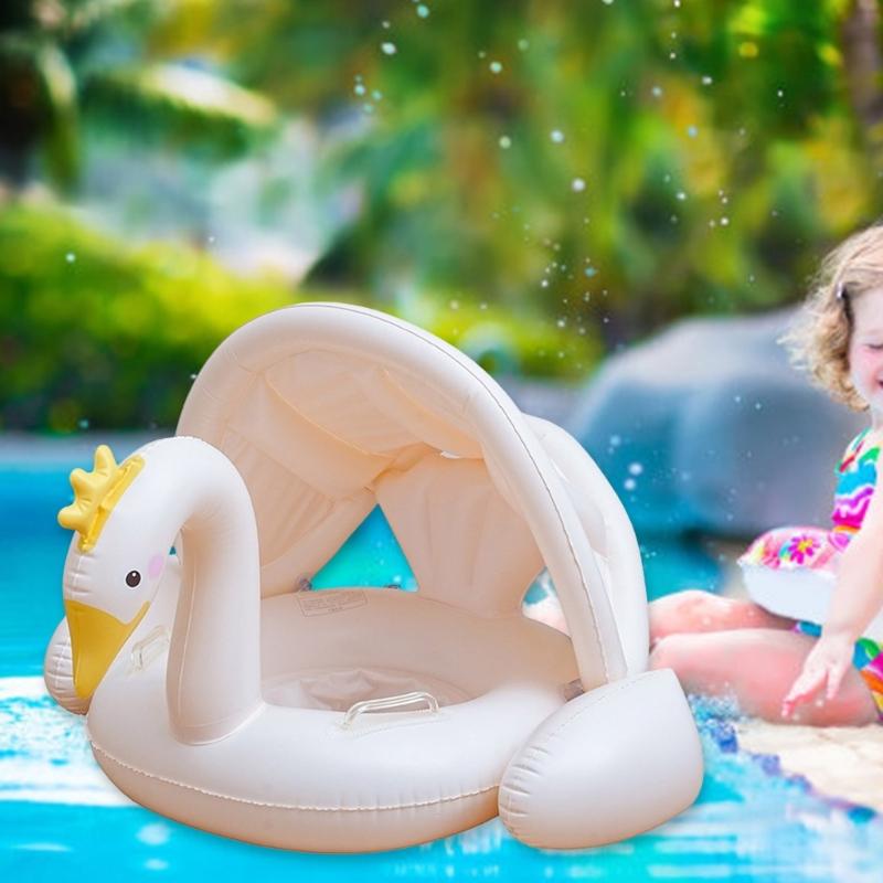 Infant Baby Pool Float Inflatable Swim Rings with Canopies Kids Inflatable Pool Toy Swimming Pool Accessories