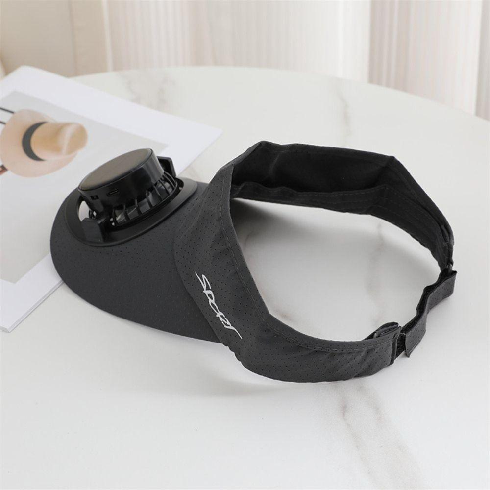 Elastic Solar Fan Hat Breathable Summer Fan Visor Cap Sunscreen Empty Top Hat Camping
