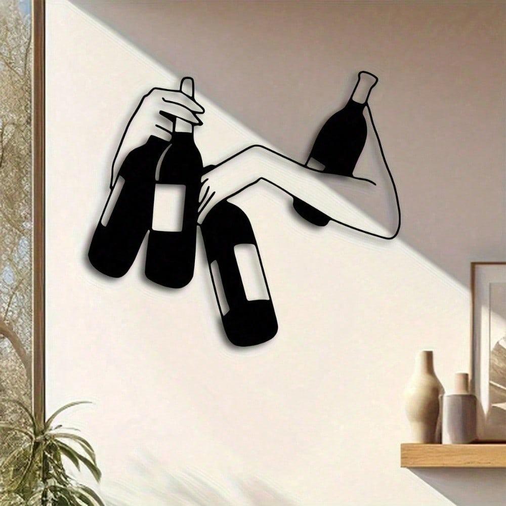 

4 бутылки в руке, абстрактное минималистичное металлическое настенное искусство - современный домашний декор для спальни, гостиной или ванной комнаты. TY7270 разноцветный