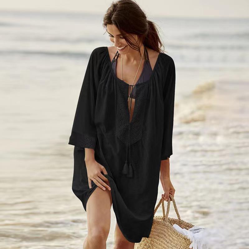 Abito da Spiaggia Estivo da Donna con Scollo a V Lento, Protezione Solare, Abiti Casual Eleganti e Bellissimi