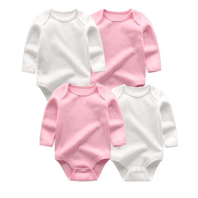 4Pieces Newborn Baby Girls Long Sleeve Cotton Bodysuit Winter Autumn Solid Color Boys Jumpsuit Clothes