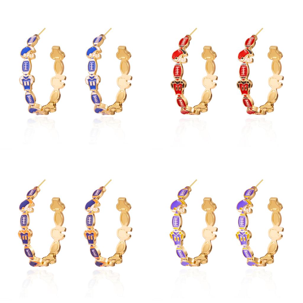 Unisex Zinc Alloy Asymmetrical Hoop Earrings For Summer Sports Enthusiasts