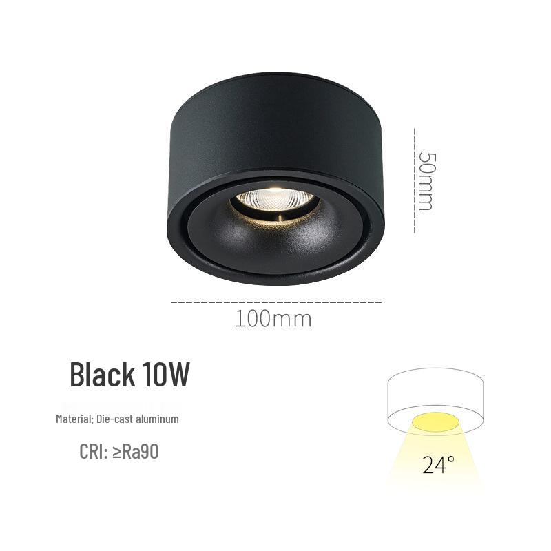 Ultra-thin Surface-mounted LED Downlight: No Hole Required, Round All-Aluminum Ceiling Light for Living Room.