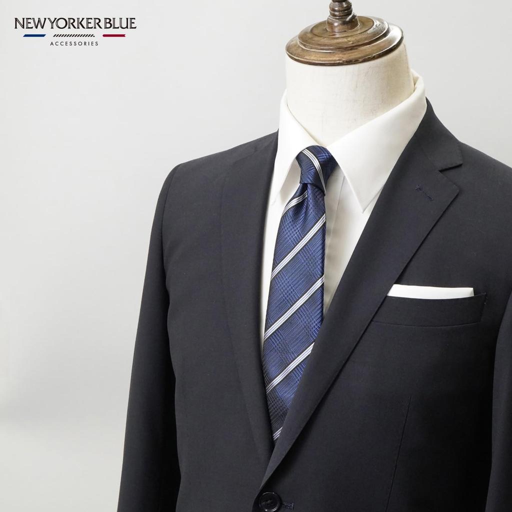 [New Yorker Blue] Striped (Glen Check Pattern) Necktie NB922514 Navy