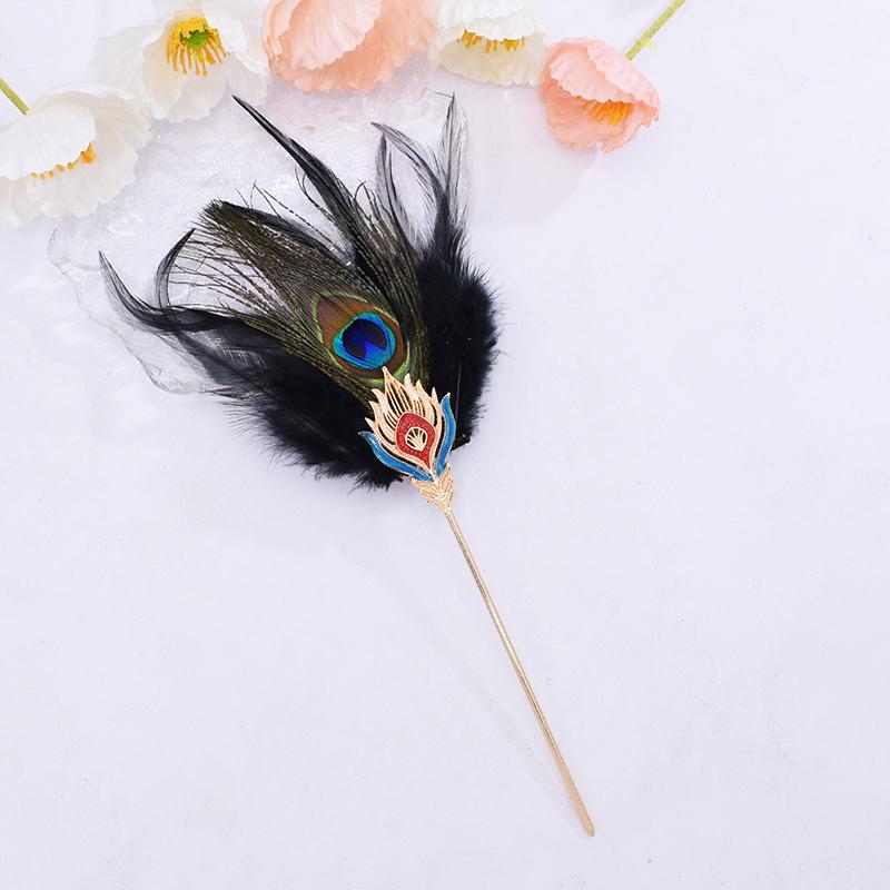 1 piece of sturdy and gorgeous alloy headwear peacock feather hairpin bright and exquisite color elegant and durable