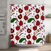 Cherry Shower Curtain White Fabric Waterproof Bath Mat Decorative Red Fruit Pattern Home Decoration Accessory