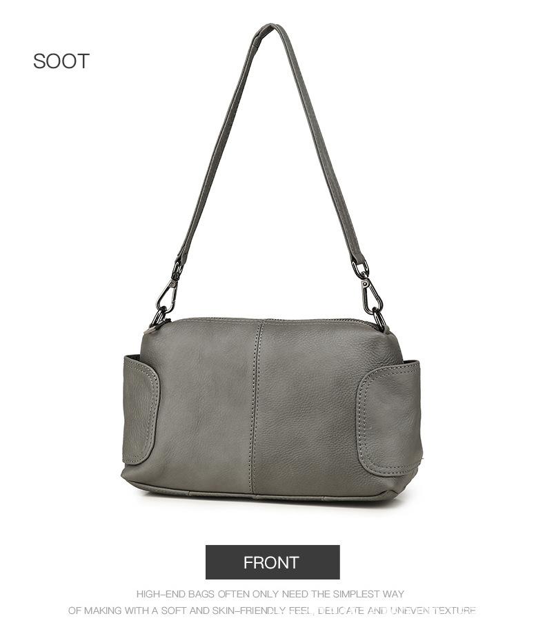 Single Shoulder Simple Single Shoulder Oblique Span Bag, Women S Bag Mother Bag, First Layer Cowhide Small Satchel темно-серого