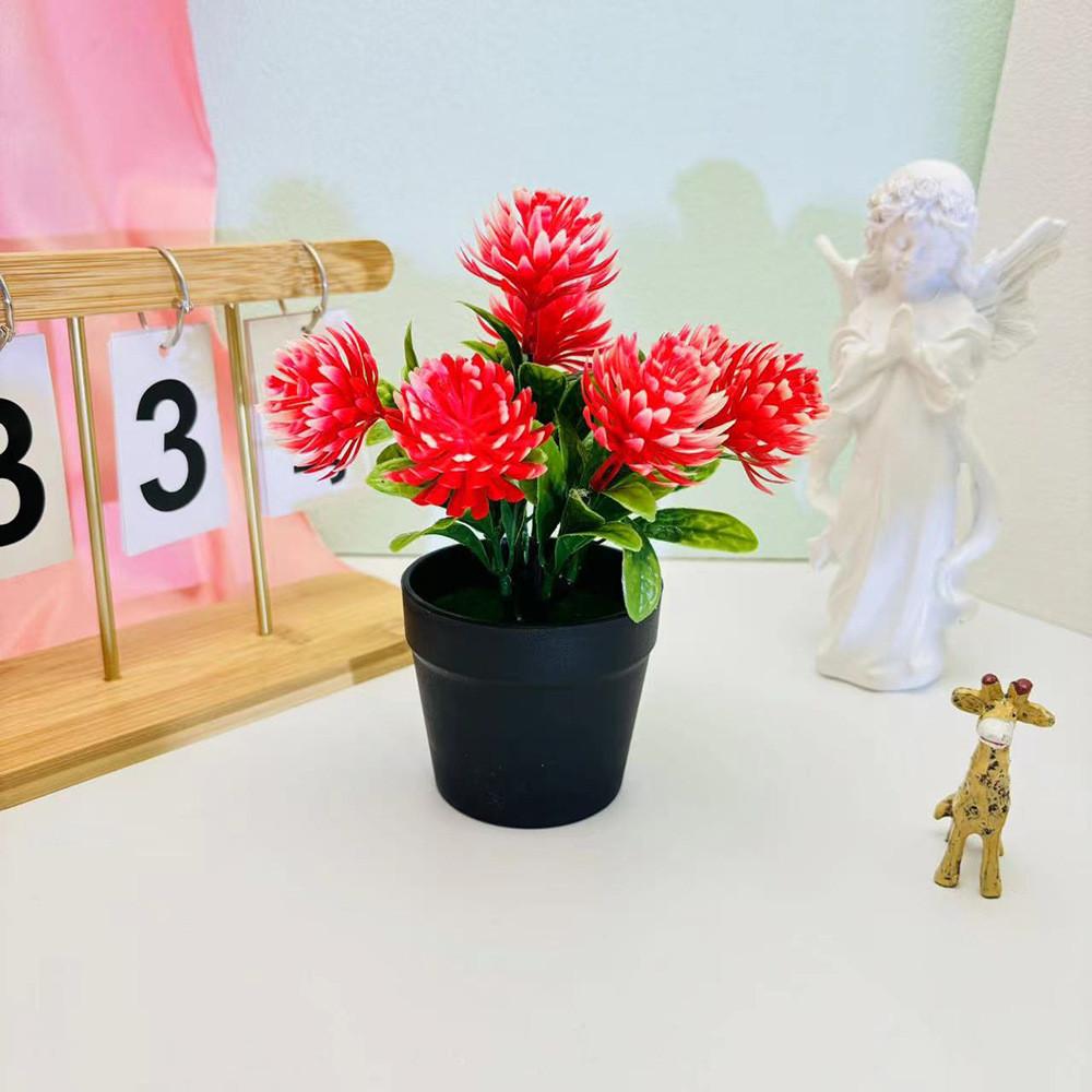 Chrysanthemum Flower Plastic Potted Plant For Balcony Desktop Plant Decoration