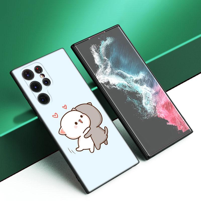 Lustige Cartoon Katze Schwarze Silikon Handyhülle Für Samsung Galaxy S23 S21 S20 FE S24 S22 Ultra S10E S10 S9 S8 Plus
