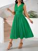 2025 Elegant V-neck Summer Dress: Pure Color & Temperament