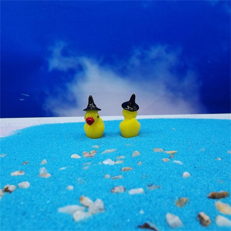 50Pcs Resins Duck Minaiture Statue With Witch Hat Halloween Gift For Moss Terrariums Display Garden Landscape Ornaments