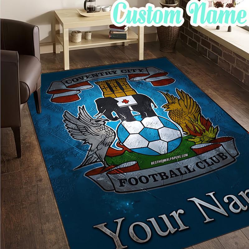 Custom Name Coventry City Football Club Rug, Office Rug, Chair Rug, Carpet for Living Rooms, Doormat Game Rug Home Decor Christmas Gifts