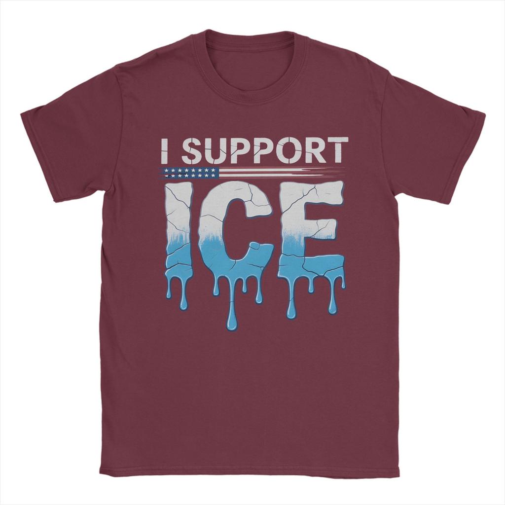 Casual TShirt Summer I Support ICE Immigration American Flag Print Fashion TShirts Cotton Tshirt for Unisexs Y2K Basic Loose Tees