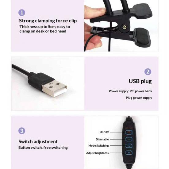 UV LED Nail Lamp Double-Headed Gooseneck Lamp with Clip for Gel Nails Manicure Dryer Curing Light for Home DIY Salon