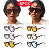 6pcs Fashion Oval Sun Glasses Women Large Frame Retro Sunglasses Sets UV Resistant Female Minimalist Style Glasses Unisex