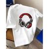 European Sizes  Men'S T-Shirt Crew Neck Short Sleeve T-Shirt with Printed Headphone Design, Trendy Casual Top, Comfortable Summer Wear