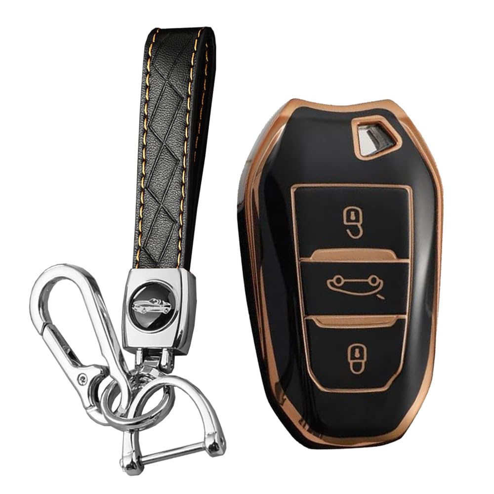 [KUNIO] Keychain Key Case for Peugeot Smart Key Silicone Peugeot чёрный