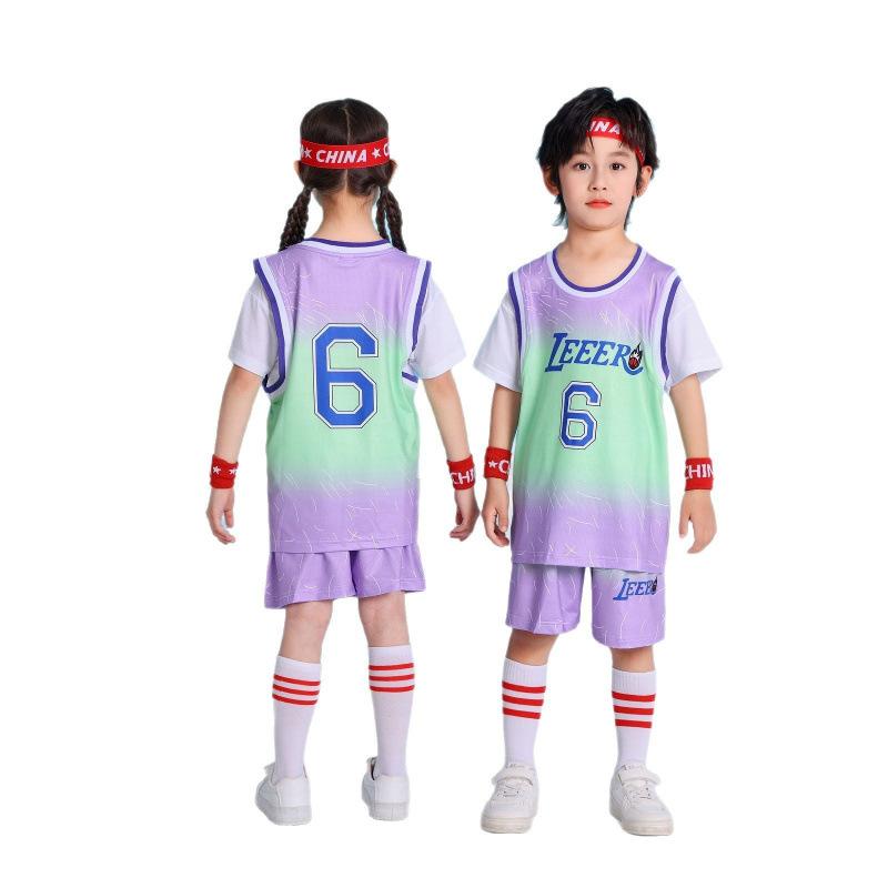 Children'S Clothing Children'S Basketball Clothing Set Short-Sleeved Boys And Girls Jerseys Primary School Students No. 6 Sportswear Ice Silk Quick