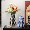 Colorful Stripes Creative Ceramic Vase Plant Pots Table Decoration Ornaments Flower Arrangement Floral Vase Room Aesthetic Decor
