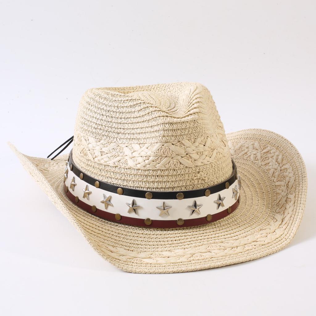 Popular European and American classic straw woven western cowboy hat men's and women's outdoor fashion OL wind woven top hat