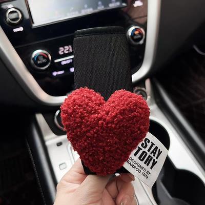 1pc Cute Retro Red Heart Car Gear Shift Cover Mesh Auto Shifter Hand Brake Case For Women Car Accessories Interior Decoration