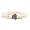 Classic Fashion Frosted Black Beaded Couple Bracelet Cute Dog Paw White Ceramic Wristband for Men Women Jewelry Accessory Gifts