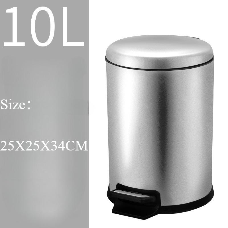 Stainless Steel Trash Can Toilet Waste Bins Kitchen Round Large Luxury Litter Bin Household Food Garbage Disposal Container