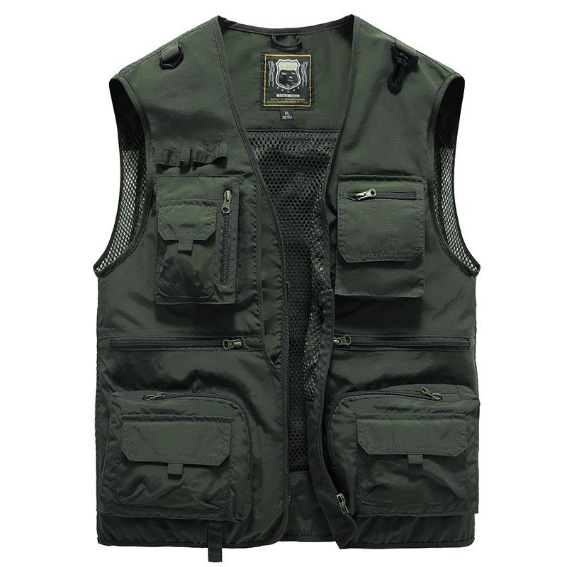 Men's Multi-Pocket Sleeveless V-Neck Vest for Summer Hiking & Photography