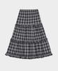Belloel Winter Shirring Long Skirt Check Black