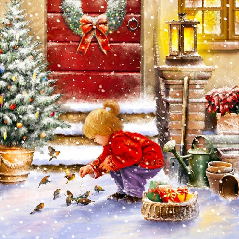 5D DIY Diamond Painting Christmas Gift Home Decor Full Round Diamond Mosaic Embroidery Cross Stitch Kits Snow and Child