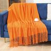 130X180CM Retro Diamond Plaid Wool Tassel Hem Blanket Solid Color Knitted Sofa Home Office Rest Cover Blankets Soft Comfortable