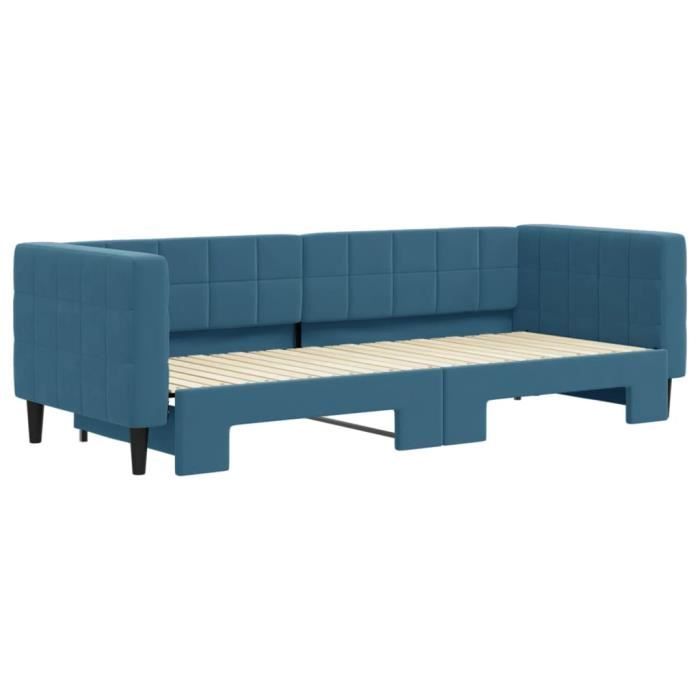 VidaXL Daybed with Trundle Bed Blue 80x200 Cm Velvet 3196683
