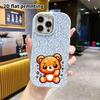 Phone Case: 2D Flat Design Suitable for iPhone 18 17 16 15 14 13 Pro Protective Case, Couple Style, Orange Glitter Little Bear, Christmas and Hallowee