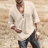 Designer Spring Summer Men's Casual Cotton Linen Solid Color Long Sleeve Shirts Loose Stand Collar Shirts
