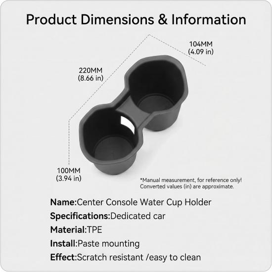 Center Console Cup Holder Insert for 2025 Forester, Compatible with Subaru, Flexible Cupholder Coaster Organizer, Anti Slip Drink Stabilizer Interior