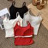 2025 Summer Women Cotton Solid Slim With Chest Pads Crop Tops Female Harajuku Camis Sexy Sleeveless Soft Tank Top Sweet Sling Tops