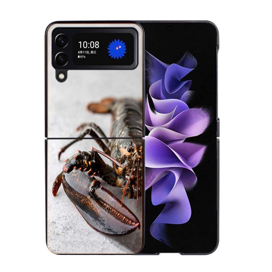 Live Lobster Phone Case For Samsung Z Flip 7 6 5G Galaxy Z Flip4 Z Flip5 Z Flip3 Coque Black Hard PC Shell Protective Cover