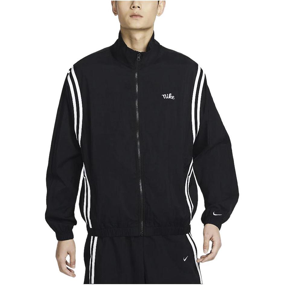Nike DNA Crossover Striped Stand Collar Zip Casual Long Sleeve Basketball Jacket Men jackets Black FN2867-010