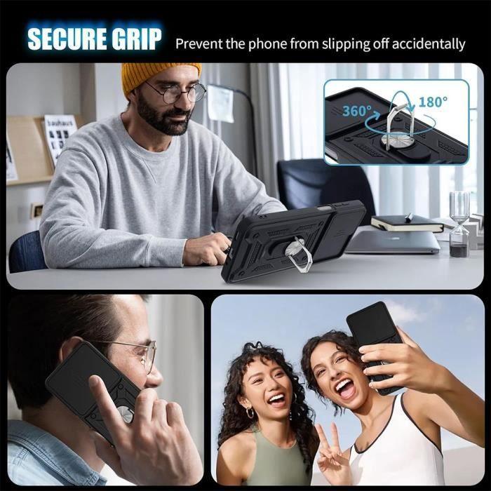 Coque et 2 Verres Trempés pour Samsung Galaxy A36 - Protection Ultra Résistante avec Support et Cache Caméra Coulissant - Noir